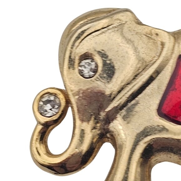 Elephant 3pc Lot Set Brooches Gold Toned Rhinestone Figural Pin Safari Animals - Picture 10 of 15